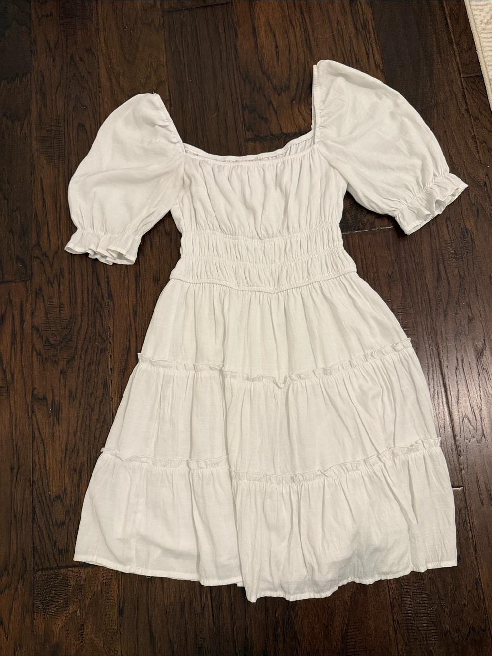 Altar'd State Cream Puff Sleeve Tiered Mini Dress
